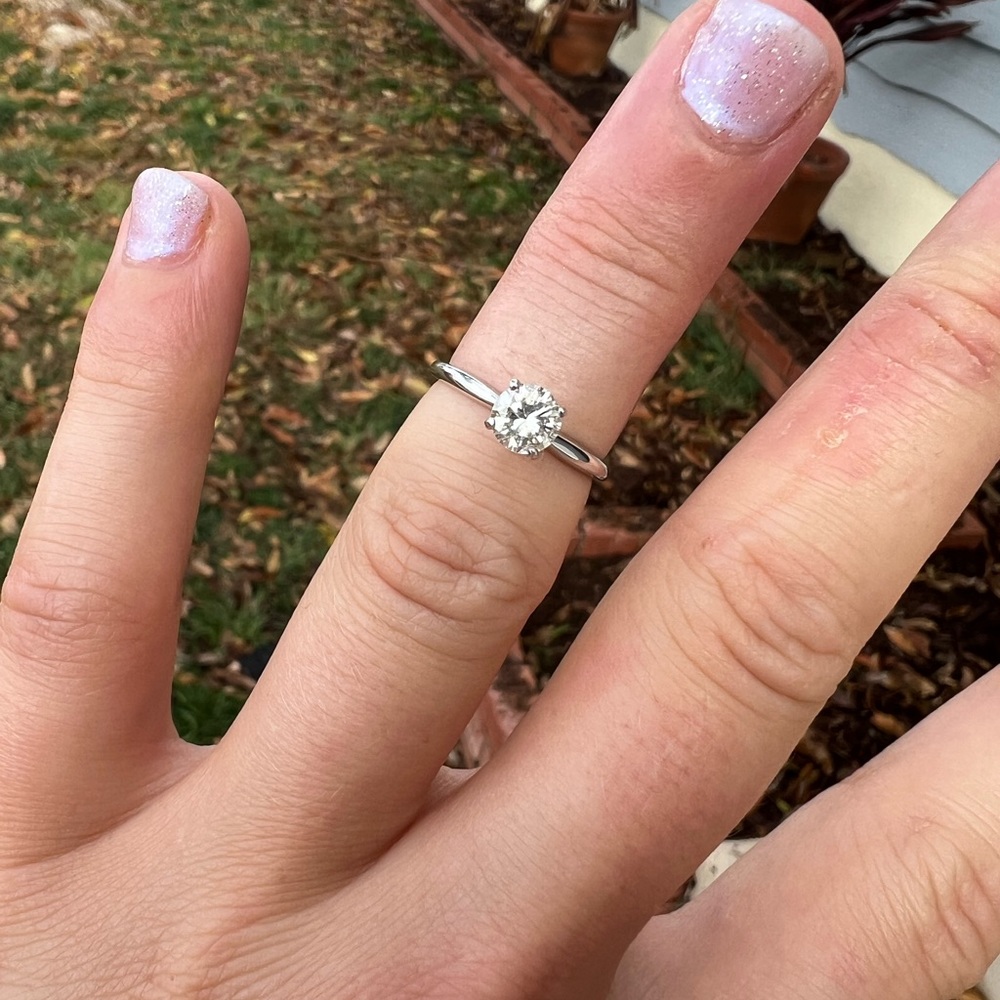 Natural diamond engagement ring